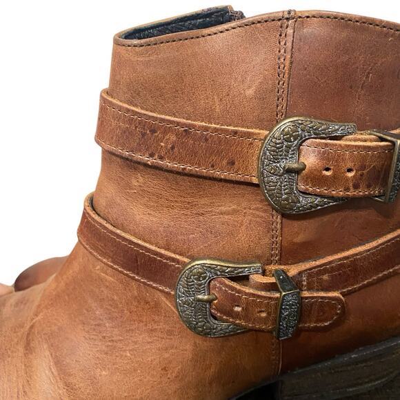 Sterling River Genuine Leather Brown Western Buckle Ankle Boots Booties **Size 9 - Picture 8 of 13